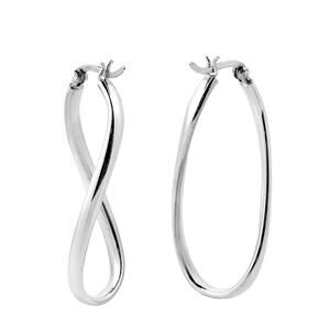 Giani Bernini Sleek Modern Twist Bent Oval V-Lock Sterling Silver Hoop Earrings